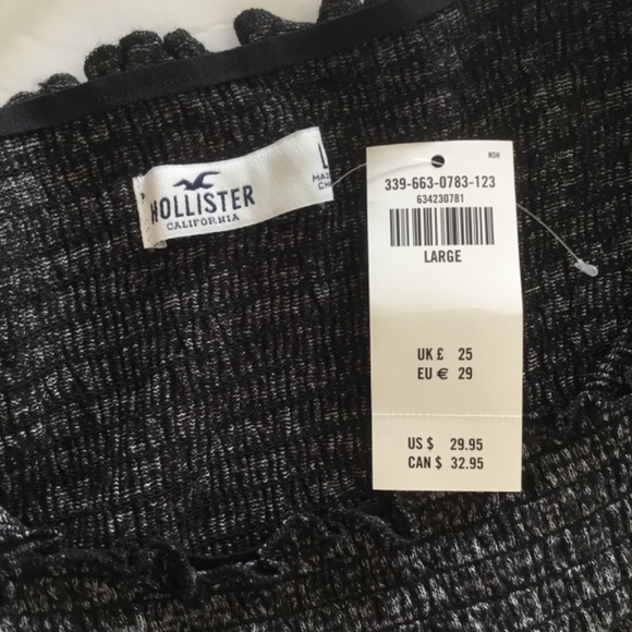 Hollister California Ladies Crop Pullover Top Black/ Gray Size L - Picture 5 of 6